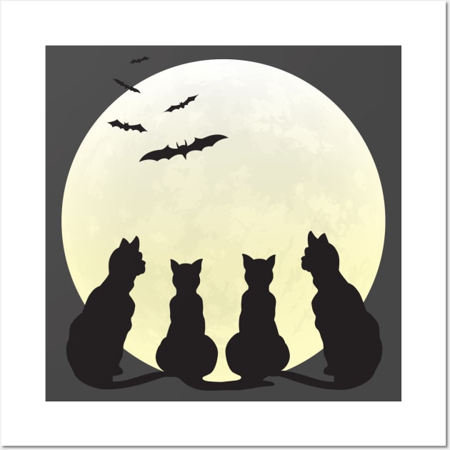 Cats & the Full Moon Wall Art by KneppDesigns